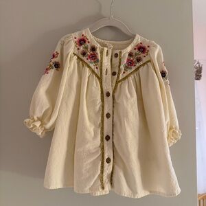 Louise Misha Embroidered Cream Girls Dress